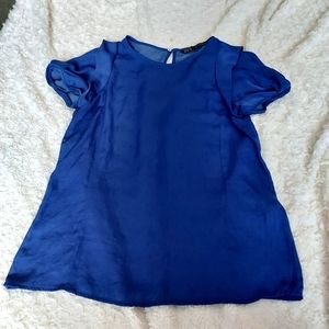 Zara Basic royal blue lightweight capped sleeve top Small Flowy Capsule
